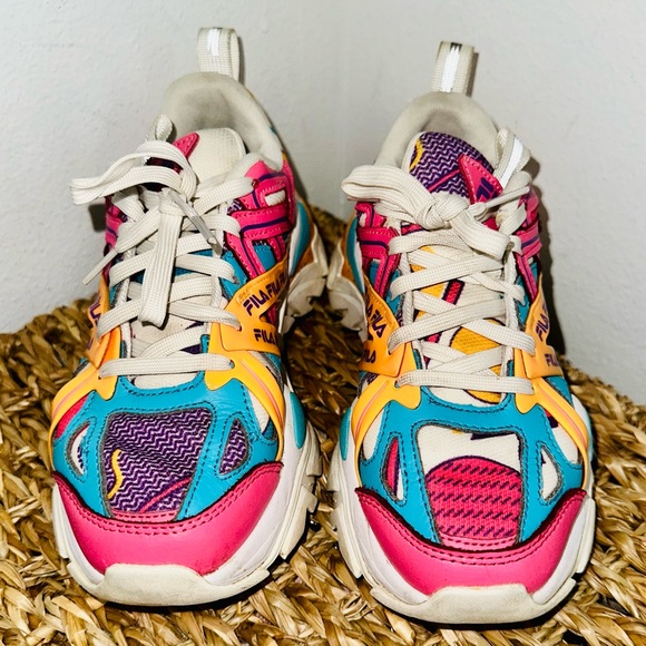 FILA Electrove II Chunky Sneakers Women's Size 5 Multi-Color Pink Teal Yellow - Picture 2 of 10